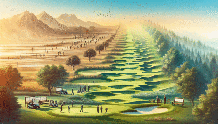 George Golf Club course, evolved from 19th-century design to modern layout by Peter Matkovich in 1994, featuring enhanced hazards and scenic terrain.