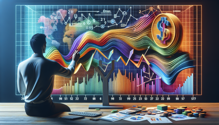 Person adjusting colorful repayment plan on screen, with income and expense graphs in background.