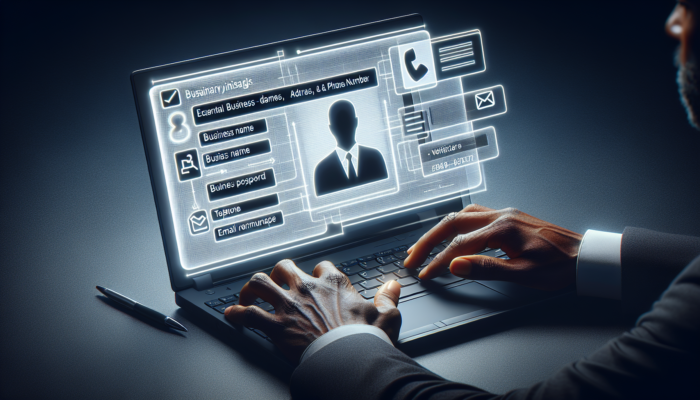 Individual using a laptop to claim their business listing, entering details and selecting a verification method.