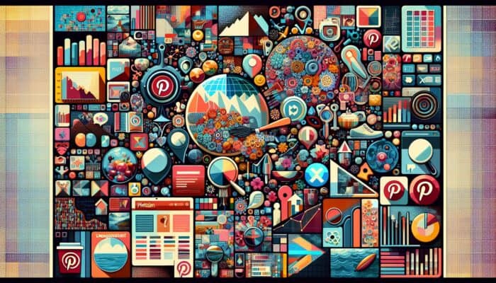 An engaging digital collage showcasing Pinterest Video Boards with themes of cooking, fashion, and travel, complemented by engagement analytics and relevant hashtags.