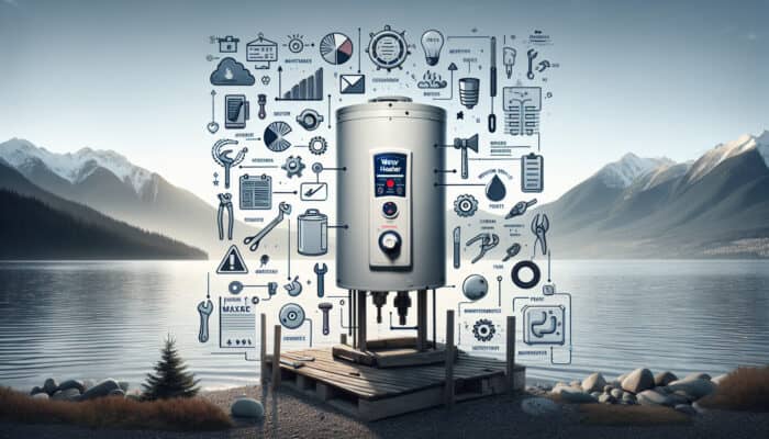 Infographic illustrating water heater services in West Vancouver, featuring maintenance tips and local service providers, set against a scenic backdrop.