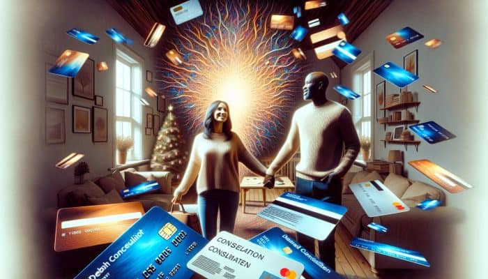 How Debt Consolidation Affects Your Family: Key Effects | DCL How Debt Consolidation Affects Your Family: A stressed UK family in a cozy home watches chaotic bills and loans merge into a glowing single agreement for debt relief.